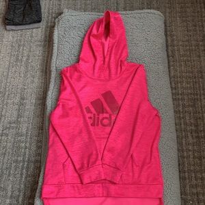 pink adidas fleece lined hoodie Y(16)